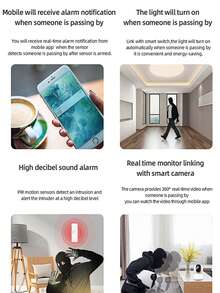 Graffiti Smart Home PIR Motion Sensor, Upgraded Smart Security, Precise Human Body Sensing, Mobile Remote Notification Smart Home Alarm, Safeguarding Home Security