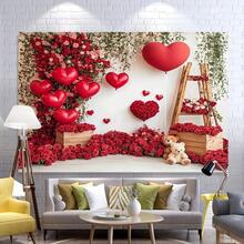 2D Flat, 1pc Romantic Valentine's Day 2D Flat Printed Background With Roses, Balloons And Teddy Bear - Vibrant Polyester Backdrop For Photography, Easy To Hang, Perfect For Holiday Celebrations, Romantic Atmosphere | Holiday Background | Easy Hanging Feature, Valentine's Day Decor
