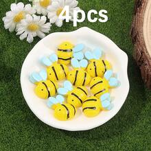Yellow Resin Bee Shaped Non Porous Beads, Bee Themed Birthday Party Beads & Bead Assortments, Used For DIY Hair Clips, Phone Cases, Clothing Accessories, Envelope Cutting And Pasting Decoration, Christmas Eve, Thanksgiving, Halloween Parties, Holiday Parties, Birthday Gifts, Back To School Season, Bee Festival Decoration Accessories