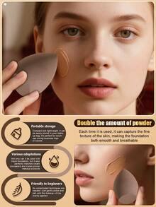 2个化妆海绵，适用于膏状和粉状遮瑕膏，粉状上妆工具，价格实惠，适合作为圣诞礼物，化妆品，化妆工具，经济实惠的必备品，礼物，女士礼物，圣诞礼物，赠品，旅行，便宜货，旅行必备 - 咖啡棕 - 查看 5