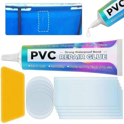 Air Mattress Patch Kit, Waterproof Inflatable Patch Repair Set With 15 Patches, High Strength PVC Glue Vinyl Repair Kit For Air Mattress, Pools, Trampoline, Boat, Kayak, Raft