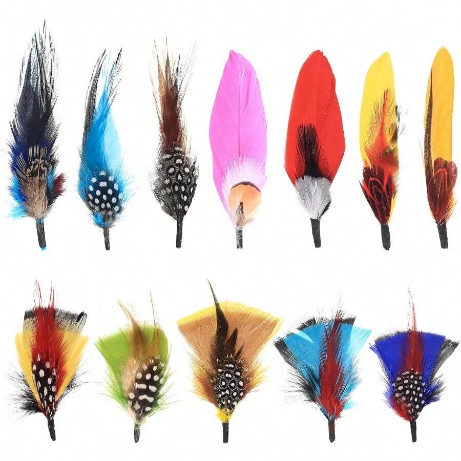 Hat Feathers 12 Pcs Natural Feathers Mixed Assorted Cowboy Hats Feathers Crafts Feathers For Men Hats Western Cowboy Hats Fedoras DIY Centerpieces Crafts Dream Catcher Decorations - Đầy màu sắc - Xem 1