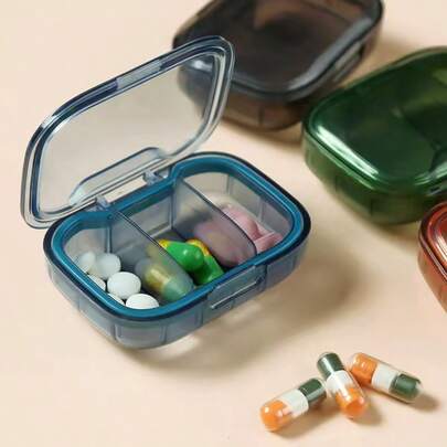 1个便携式迷你药盒 - 日常用药分隔盒，随时随地便携式药片分离器，周日旅行药盒，防尘ABS材质，小巧设计，适合工作、户外和日常使用