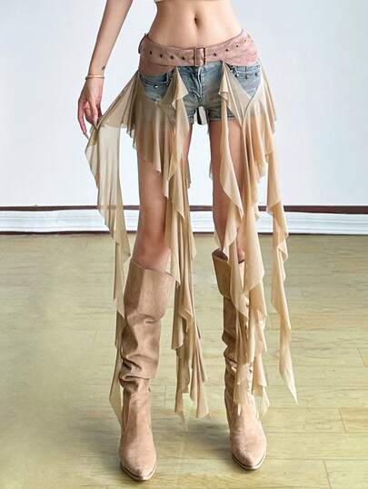 不对称腰带装饰女式上衣