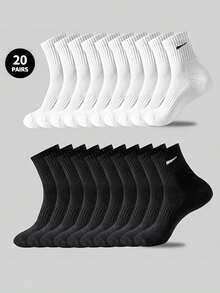 20/10/5 pares de calcetines deportivos cómodos y transpirables para unisex, de estilo universal para todas las estaciones, en blanco y negro, adecuados para uso diario y al aire libre