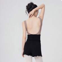 Daydance Quần múa ba lê nữ, quần short dệt kim bảo vệ eo dành cho người lớn, quần tập nhảy, quần thể thao chạy bộ, quần múa ba lê màu đen, quần thể thao mùa xuân. - màu đen - Xem 4