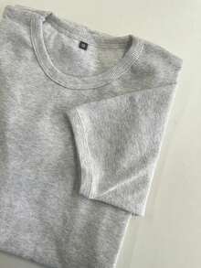 Men's Ribbed American Style T-Shirt..SLIM FIT MODEL - Light Grey - View 2