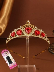 Bridal Crown Heart Headdress Rhinestones Wedding For The Headpiece Women Bride Tiara Valentine's Day(With A Crown Fixator)