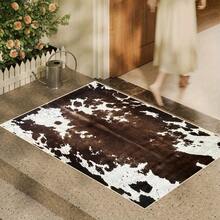 Large Cowhide Pattern Rug - Easy To Maintain, Suitable For Living Room, Bedroom, And Office Carpets; Rectangular Machine Washable, Designed With Rural Farmhouse Style Animal Light Beige Pattern (Bathroom And Hallway), Long Strip For Aisle, Rural Decoration, Multi-Texture, Decorative Rug, Home Decorator, Pet Owner - Nhiều màu - Xem 6