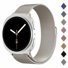 Correa de bucle milanés magnético de acero inoxidable de 46 mm/44 mm/40 mm compatible con Samsung Galaxy Watch 8 Classic - Plateado - Ver 3