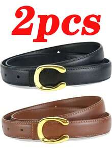 2pcs/1pc 2.3宽腰带字母C女款简约百搭腰带修身款搭配裙子衬衫西装裤子秋季/初冬/万圣节修身设计 - 彩色 - 查看 15