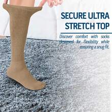 Mens Diabetic Over The Calf Socks Knee Premium Cotton High Socks - Khaki - View 6