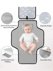 1pc Waterproof Portable Foldable Baby Diaper Changing Pad, Suitable For Outdoor Use And Travel - Multicolor - View 3