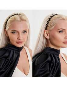 2pcs/6pcs Wavy Toothed Headbands, Minimalist Durable Non-Slip Hair Bands, Black, Versatile For Men & Women Hairband - Multicolor - View 3