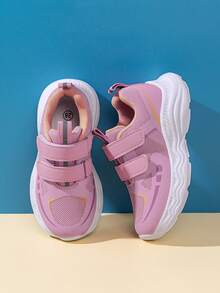 1 Paar modische & praktische Kindersportschuhe, Farbblock-Stil, auffallender Klettverschluss - Pink - Übersicht 5