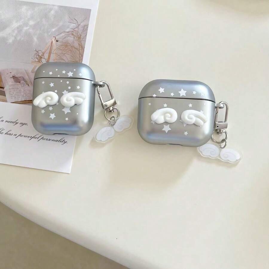 苹果蓝牙耳机保护套，翅膀和星星图案，防刮擦防震