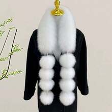 Bufanda de felpa con hebilla magnética para mujer, elegante, de color liso, cálida, para invierno, con cuello peludo, versátil, para uso diario. - lechoso - Ver 4