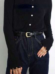 1 Piece Women's High-Quality PU Casual Fashion Versatile Belt, Suitable For Daily Leisure, Business, Dining, Dates, Paired With Jeans, Casual Pants For Autumn, Fall, Halloween