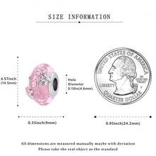 S925 镀银灯工玻璃珠，适用于 DIY 手链、项链、珠宝礼品、女士配饰、万圣节、圣诞节装饰 - 粉色 - 查看 6