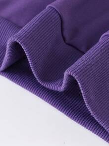 Tween Girl Cute Animal Print, Casual Minimalist Long Sleeve Crew Neck Sweatshirt, Autumn/Winter, Adorable, Kawaii Pullover, Cartoon Print Sweatshirt - Purple - View 4