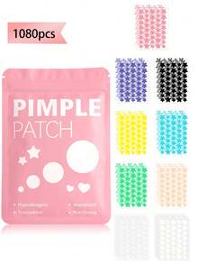 2160 pezzi Toppe a forma di stella, toppe rotonde, copertura per il viso - senza profumo, senza parabeni, unisex adulto, compatibile con tutti i tipi di pelle, senza profumo, senza alcool, senza componenti inclusi, delicato e non irritante, utilizzato per decorazione facciale, copertura di acne e imperfezioni con adesivi a disegni carini, adesivi a fumetti divertenti, mini adesivi impermeabili e anti-sudore, adatti per feste, uffici e altre occasioni con adesivi carini