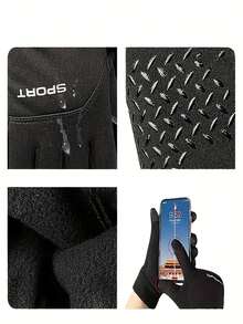 Men's Winter Outdoor Warm Gloves - Screen Touch, Adjustment Pull Cord Closing, Breathable Nylon And Polyester Blend, Ideal For Sports, Cycling And Skiing, Winter Sports Equipment | Adjustable Gloves | Durable Gloves, Motorcycle Ladies Gloves, Men's Winter Gloves, Cold Gloves, Cycling Gloves, Ladies / Men's Cycling Gloves, Men's Motorcycle Gloves, Men's Gloves, Fishing Gloves, Hand Gloves - Grey - View 10