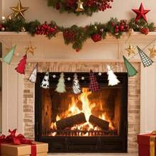 Christmas Tree Garland Wooden Tree Beads Garland Holiday Banner For Fireplace Mantel Wall Hanging Decor - Colorful - View 5
