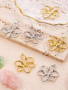 镂空花朵不锈钢吊坠，优雅魅力挂件，风靡欧美，304油压吊坠珠宝配件 - 鏤空花朵 - 查看 3