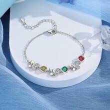 1 pieza Pulsera personalizada con piedra natal, regalo para mujer - Pulsera con múltiples piedras natales - Multicolor - Ver 4