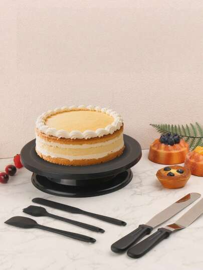 1-Piece Cake Rotator - Rotating Cake Stand With Non-Slip Pads - Cake Decorating Supplies Set - Baking Tools - For Pastries - Cupcakes And Cake Decorators Black Cake Decorating Rotator - Smooth Turning - Cake Decorating Kit - Display Stand - Cookie Supplies - Cupcakes (White) Back To School