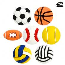 7 SZTUK/ZESTAW, Plastikowy, Pół 3D Seria Sportowa Klips do Sznurowadeł Akcesoria Dekoracyjne, Piłka Nożna Koszykówka Softball Siatkówka Rugby Wzór Nadaje Się Do Dekoracji Butów DIY