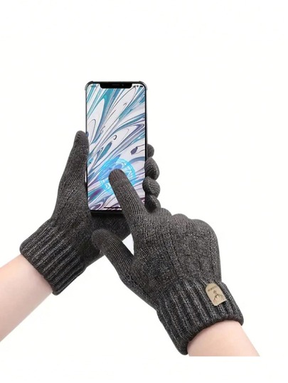 Guantes de lana de alpaca unisex - Guantes de invierno compatibles con pantalla táctil, con botón de muñeca para smartphone, suaves y cálidos, adecuados para hombres y mujeres, lavables a máquina y en seco (negro/gris oscuro/gris) - Oficina, viaje, ciclismo, guantes de invierno para hombres, calentador de manos, esencial de invierno