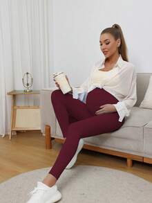 3 件套孕妇无缝高腰弹力纯色紧身裤，适合日常休闲穿着、运动、瑜伽、四季穿着