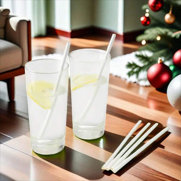 Kraft / White Paper Straws (1-Pack, 25PCS) – Minimalist & Sipping For Christmas,Rustic Weddings, BB Showers, Birthdays & More