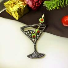 1PC Fashion Fun Cute Wine Cup Brooch Suitable For Women's Clothing Back Packaging Pins Decorative Jewelry New Year Gifts