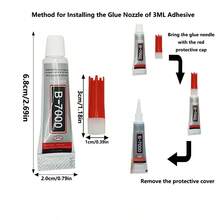 B7000 Rhinestones Glue For Crafts, 3ML Clear B-7000 Super Jewelry Glue Transparent Industrial Adhesive For Fabric Phone Repair Jewelry Making Crystal Gem Tac Nail Art Stone Wood Glass