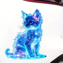 Blue Cat Vinyl Stickers - Captivating Starry Sky Design, Durable PVC Scratch-Resistant Decals Suitable For Cars, Laptops, And Motorcycles, Laptop Decoration | Cosmic Theme | Durable Vinyl, Cat Car Stickers