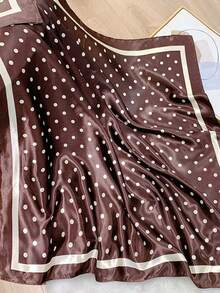 1 pièce Foulard en satin imprimé minimaliste, nouvel accessoire de mode printanier, convient aux femmes, peut être utilisé comme ceinture, décoration de sac, ruban, bandeau ou foulard, un choix idéal pour rehausser votre look global. - Pois marron - Voir 7