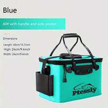 1pc Portable Foldable EVA Fishing Bucket, Collapsible Fishing Bucket, Live Fish Box, Camping Water Container, Fishing Tackle Storage Bag, Multi-Functional Folding Fishing Bucket (Air Pump Not Included) - Mint Green - View 12