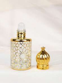 镀金玻璃滚珠瓶，适用于香水和精油，12毫升旅行装可填充容器 - 中东风格奢华护肤品小样瓶，优雅女士礼品包装（6个装） - 彩色 - 查看 6