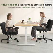 Teddy Plush Criss Cross Desk Chair With Flip-Up Arms And Wheels  Adjustable Height Wide Office Chair For Vanity Home Office Bedroom, Black - màu đen - Xem 5