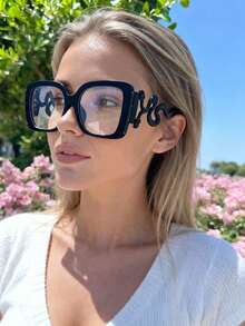 1pc Snake Street Copper Alloy Women's Flat Glasses, All Season