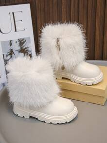 1 par de botas lindas y de moda para niñas, botas cálidas para la academia y exteriores, botas casuales para todas las estaciones, otoño/invierno