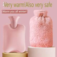 1pc Hot Water Bottle, 1000ml/35.27oz, Soft Cover, Reusable, Durable, For Bed, Shoulder Pain, Hand Feet Warmer, Menstrual Cramps