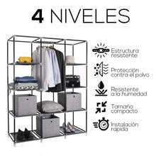 LÈRFM Buildable Closet Wardrobe Rack Wardrobe Bedroom Organization - Grey - View 2