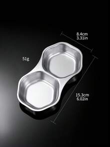 1 chiếc đĩa đựng nước chấm kiểu Hàn Quốc bằng thép không gỉ, đĩa đựng gia vị hai ngăn dùng cho lẩu và nước tương. - Nhiều màu - Xem 2