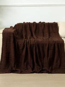 Manta de punto acogedora con detalle de volantes para todas las estaciones, multiusos y cómoda para acampar, sofá, tomar el sol y siestas, manta de punto con ribete de volantes, manta de camping - café - Ver 2