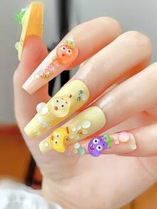 1 Box Assorted Nail Art Decorations - Seashells, Starfish, Pearls, Flower, Butterfly, Heart, Dopamine, Fruit & Vegetable Designs, High-End Ocean Style Nail Accessories - Multicolor - View 10