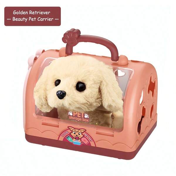 1 Set Muñeca de peluche de perrito lindo para juego de roles, Jaula de mascota de peluche interactiva para niños, Juego de cuidado interactivo de cachorros con estetoscopio, disfraces y juguetes de comida, Regalo de cumpleaños/Navidad/Halloween para niños y niñas