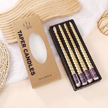 1 Box Of 4 Spiral Candles 10 Inches Bottom Diameter 2cm Burning 8 Hours Spiral Metal Cone Candle Spiral Candle No Drip, Taper Candle, Long Candle, Unscented Dinner Candle Party Party Wedding Decoration Halloween, Spooky, Autumn, Festival, Holiday , Winter, Holiday, Festival,Room Decor,Gifts